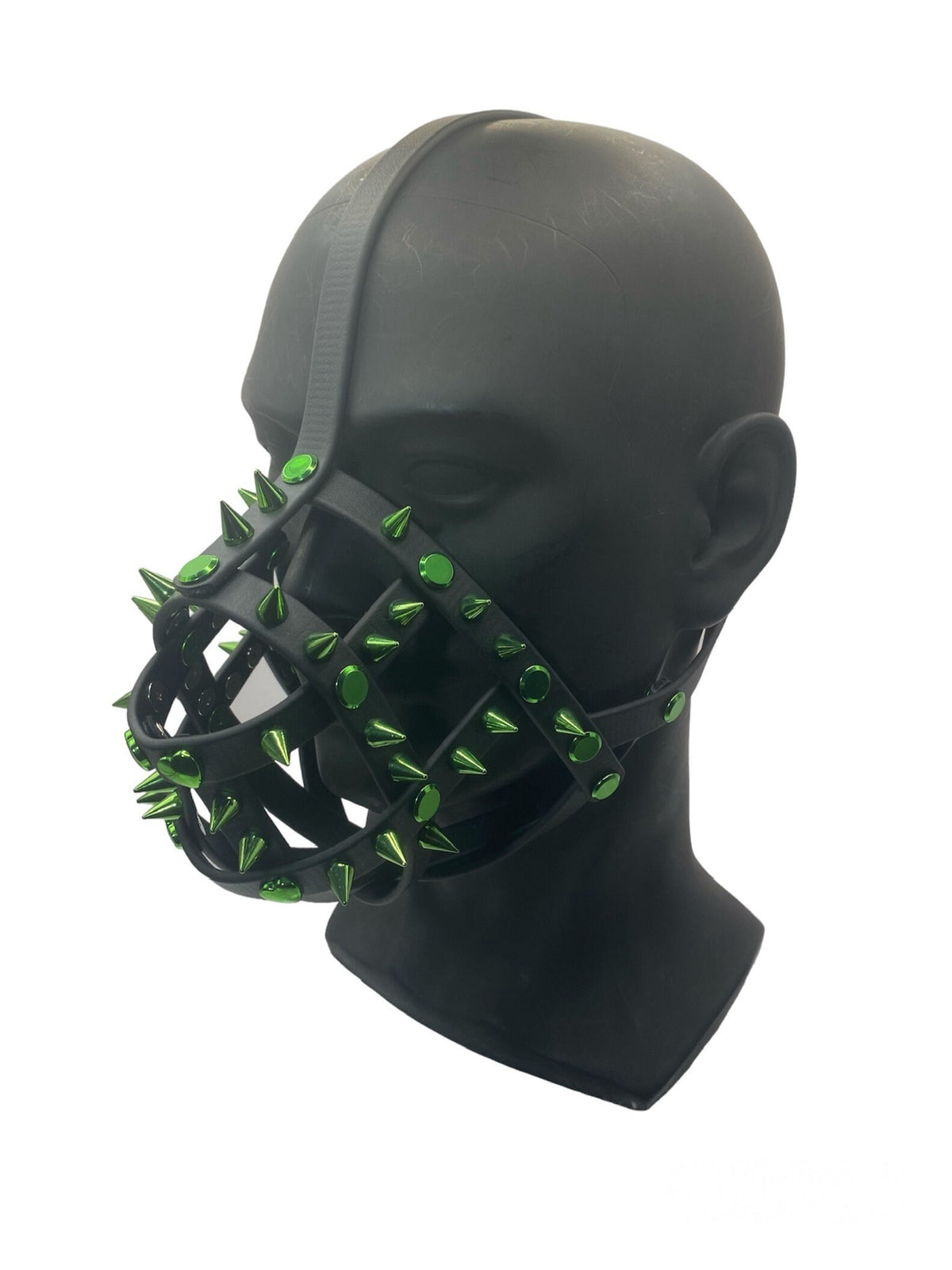 Green Spiked Classic Hardware Face Muzzle