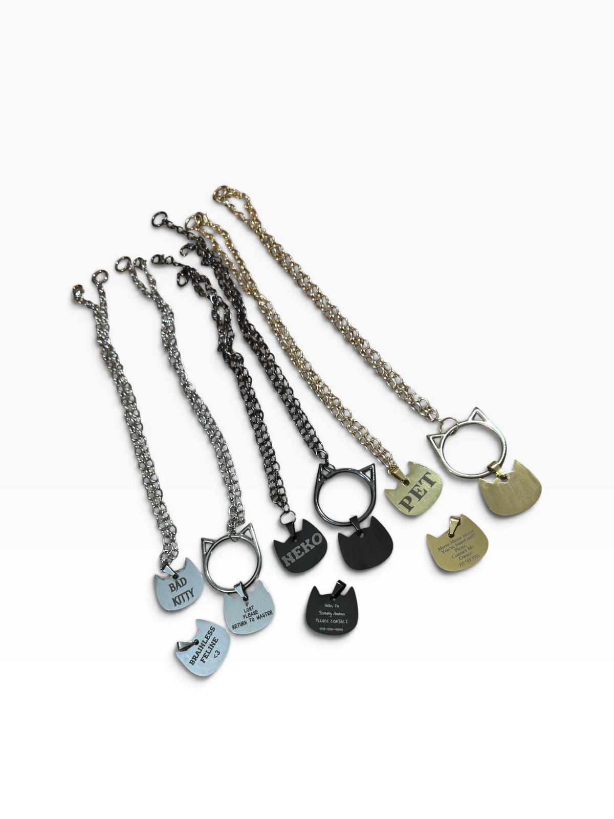Kemonomimi Cat Necklace With Custom Laser Engraved Stainless Steel Tag