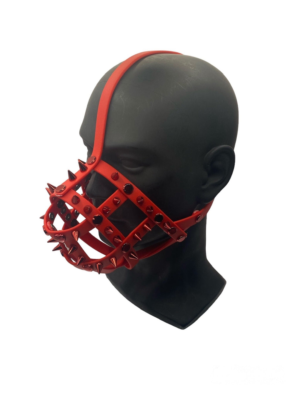 Red Spiked Classic Hardware Face Muzzle