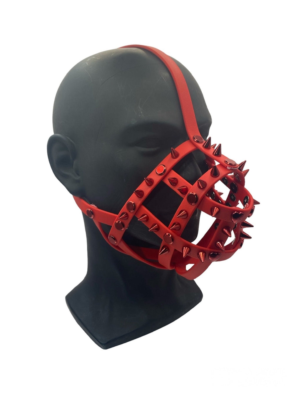 Red Spiked Classic Hardware Face Muzzle