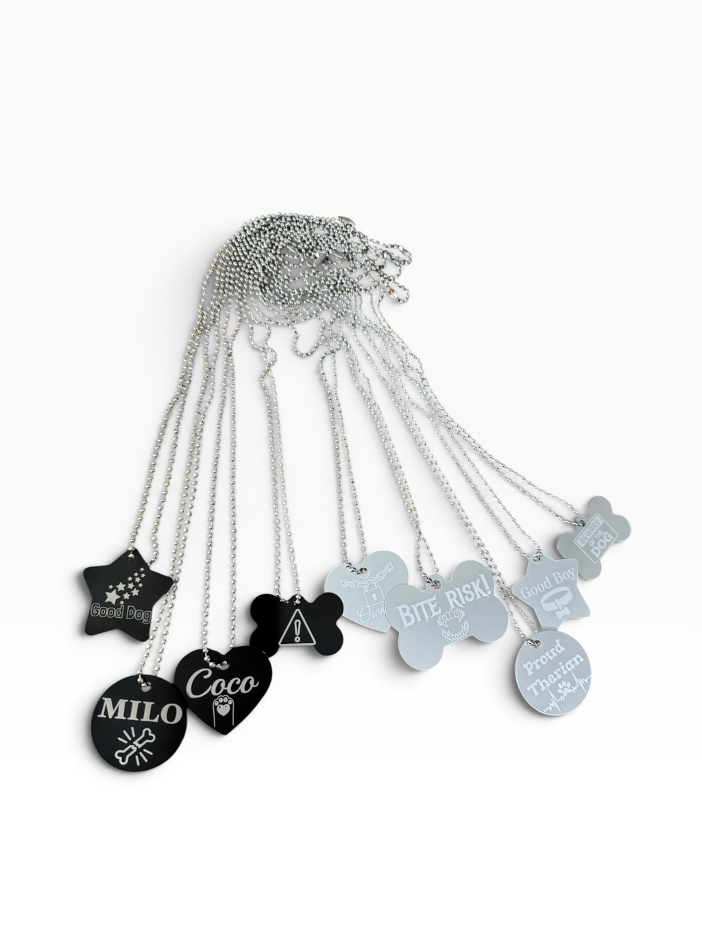 Custom Laser XL Engraved Dog Bone Tag Necklace