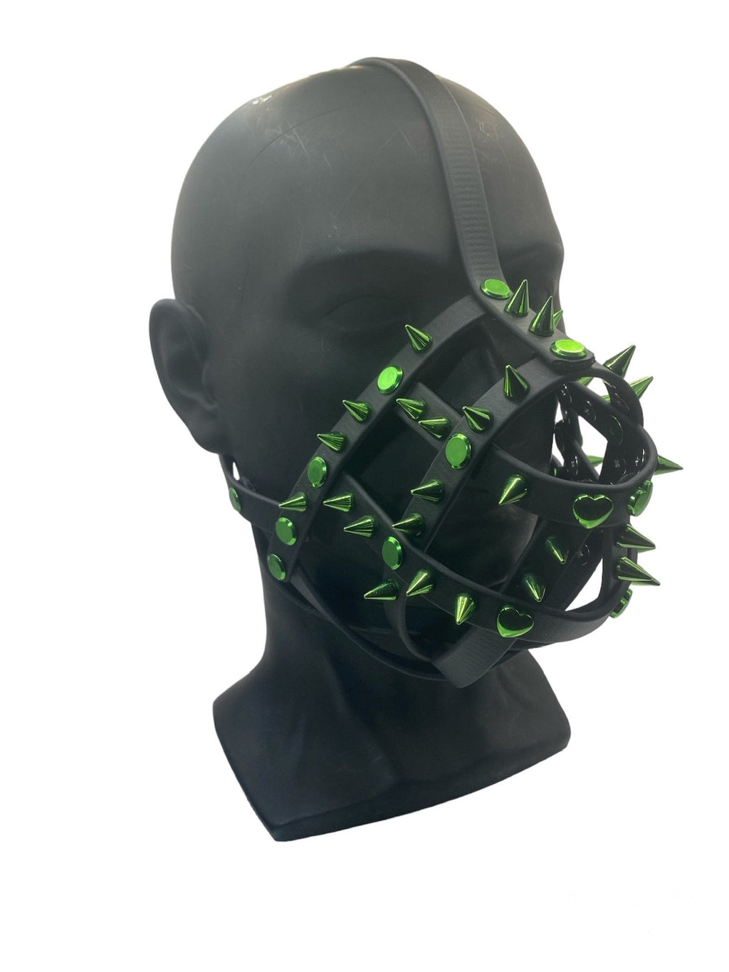Green Spiked Classic Hardware Face Muzzle