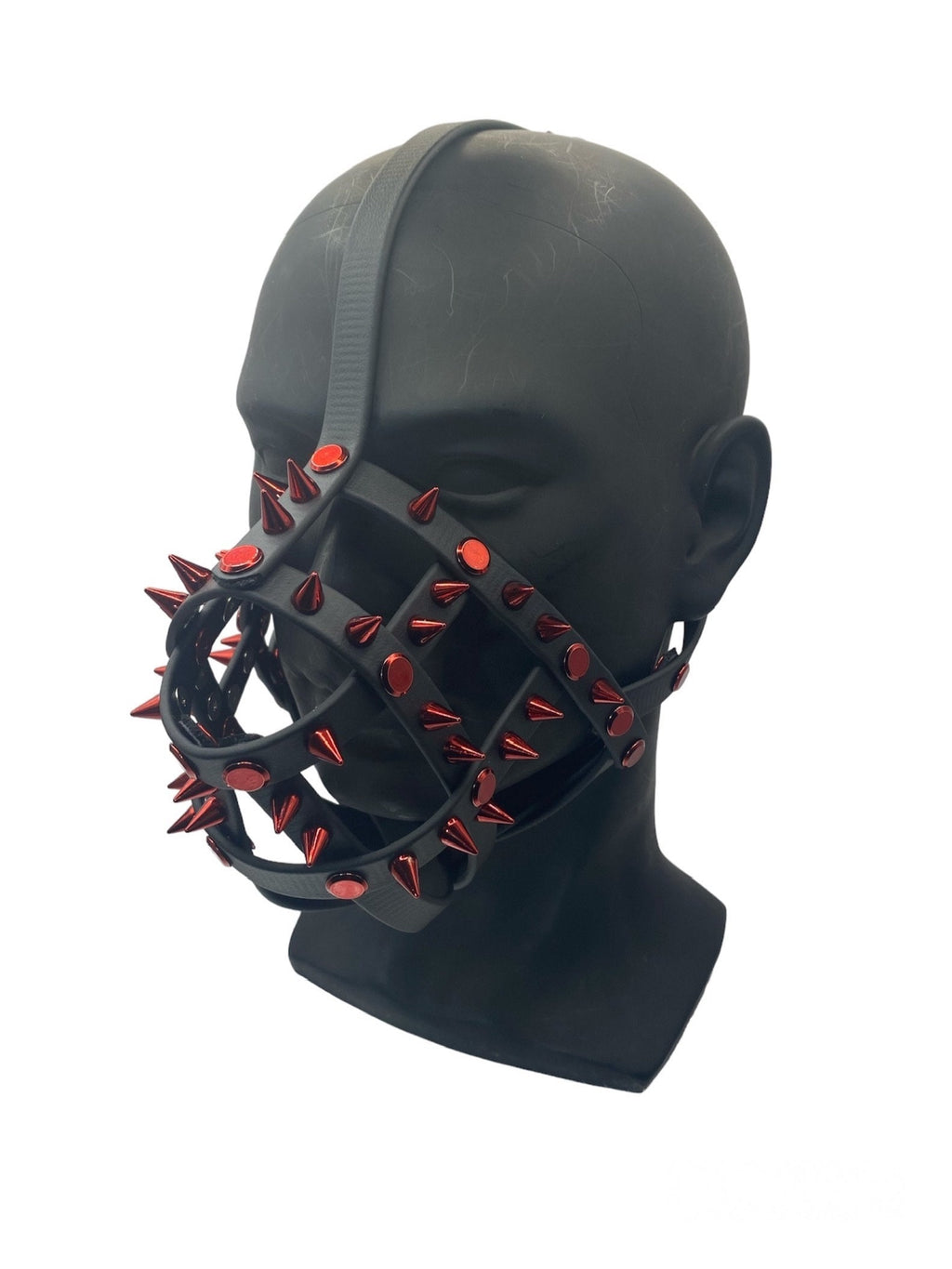 Red Spiked Classic Hardware Face Muzzle