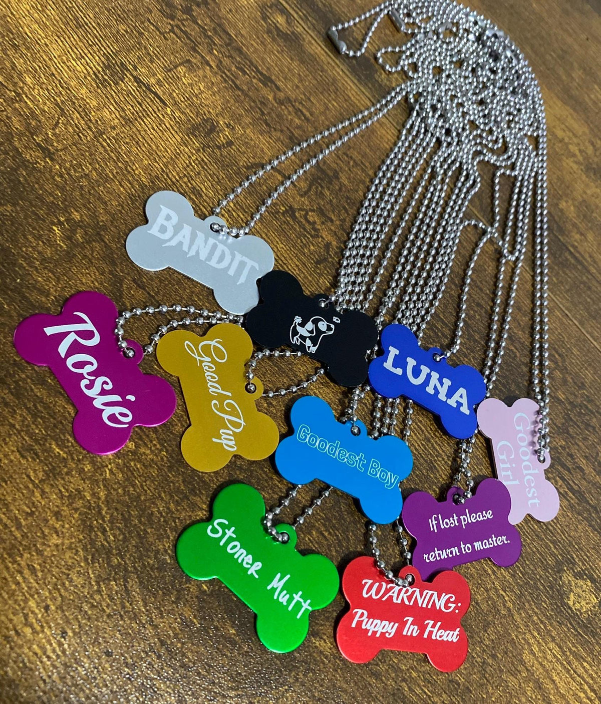 Custom Laser Engraved Dog Bone Tag Necklace
