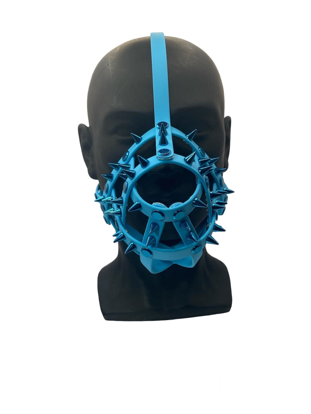 Blue Spiked Classic Hardware Petplay Face Muzzle