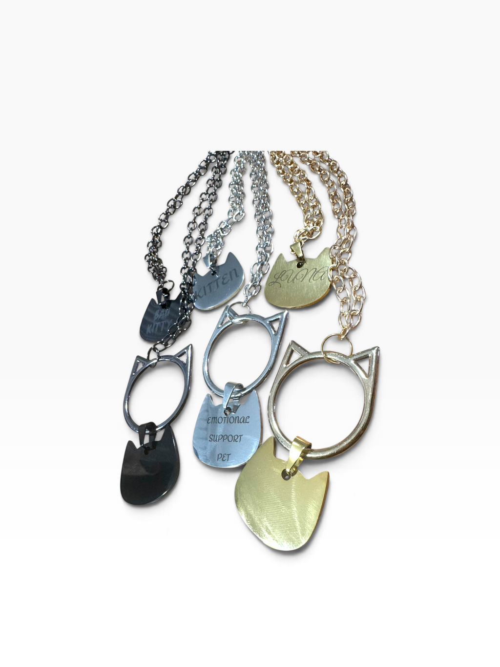 Kemonomimi Cat Necklace With Custom Laser Engraved Stainless Steel Tag