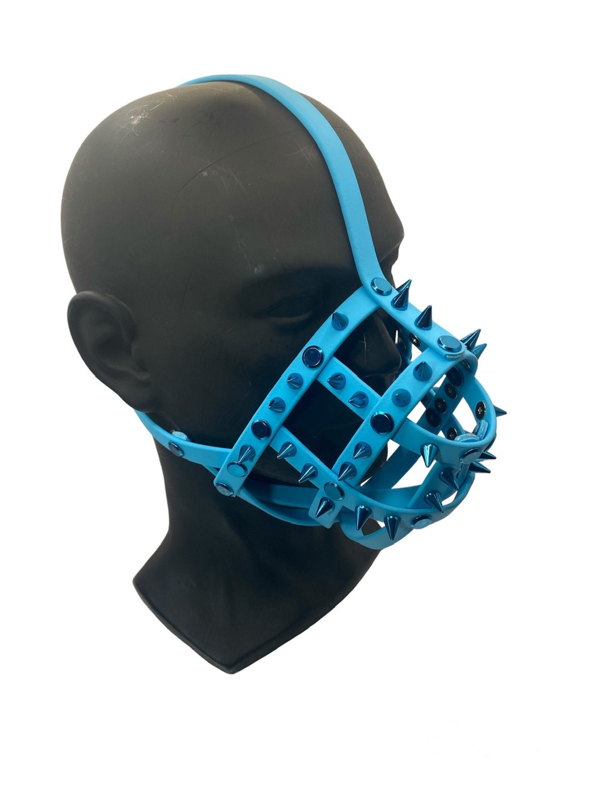 Blue Spiked Classic Hardware Petplay Face Muzzle