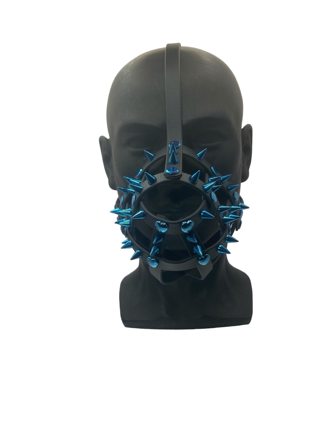 Blue Spiked Classic Hardware Petplay Face Muzzle