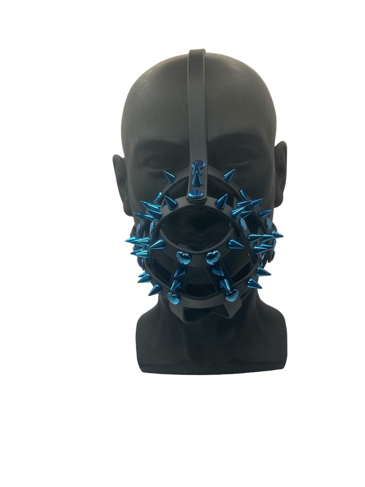 Blue Spiked Classic Hardware Petplay Face Muzzle