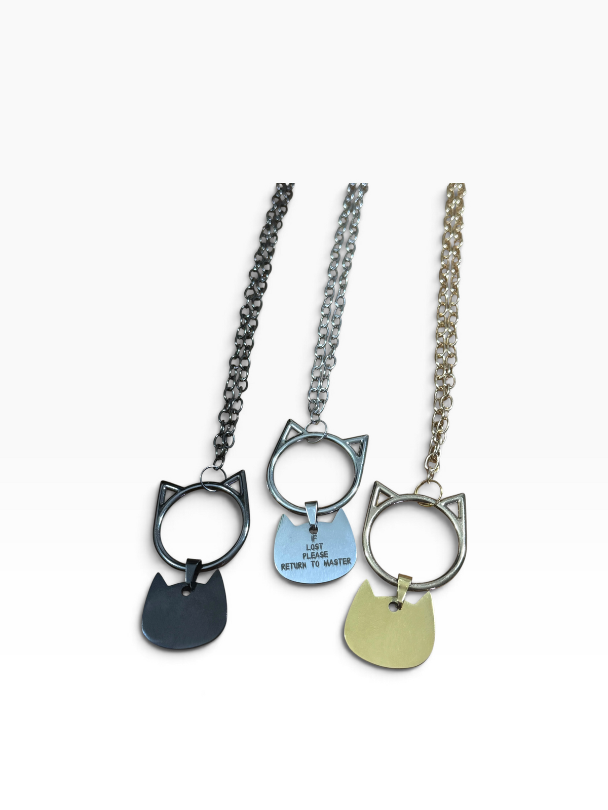 Kemonomimi Cat Necklace With Custom Laser Engraved Stainless Steel Tag