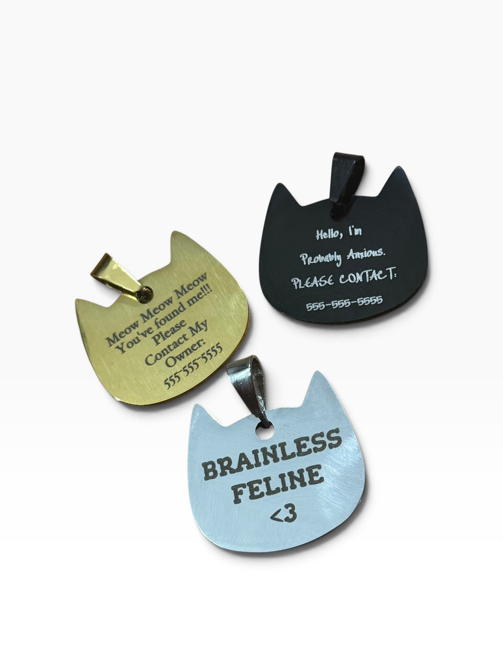 Kemonomimi Cat Necklace With Custom Laser Engraved Stainless Steel Tag