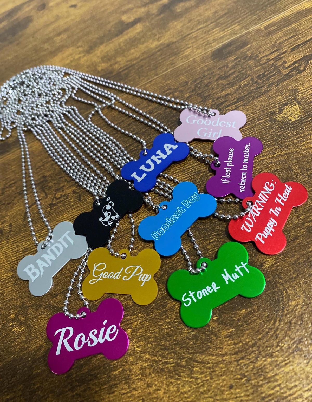 Custom Laser Engraved Dog Bone Tag Necklace