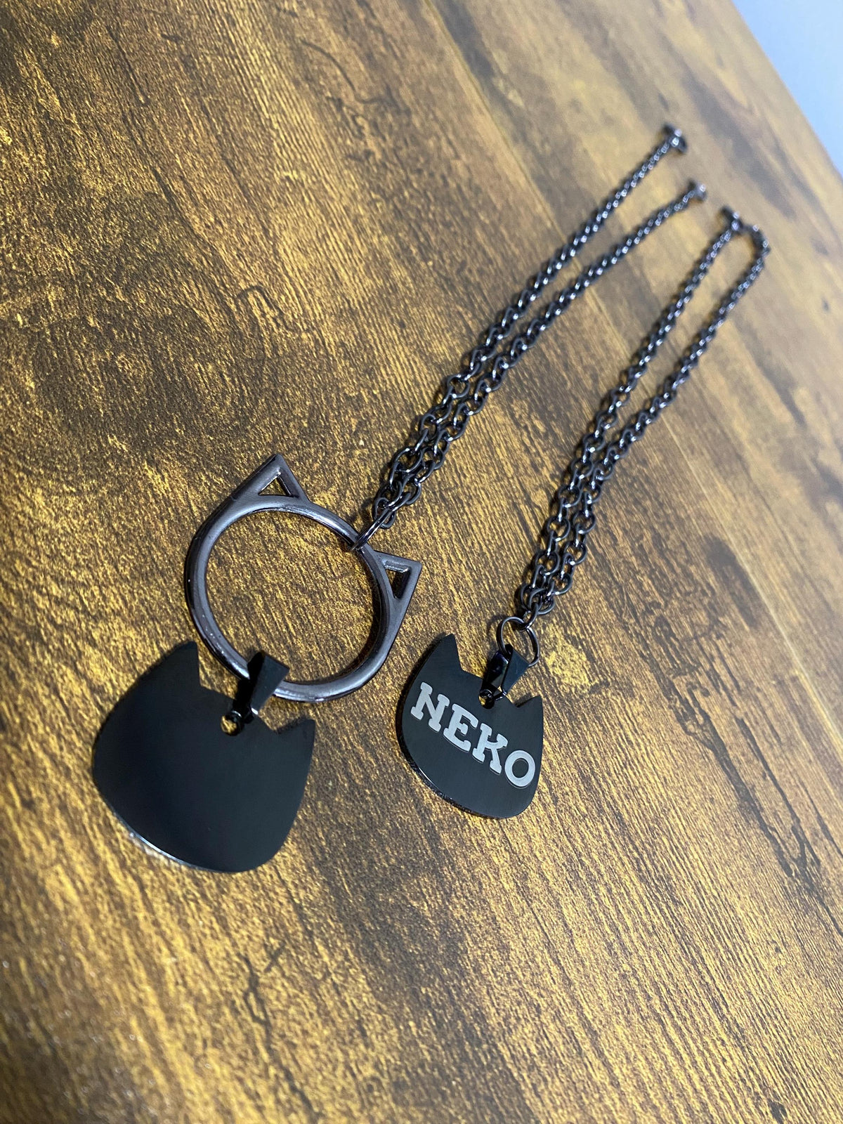 Kemonomimi Cat Necklace With Custom Laser Engraved Stainless Steel Tag
