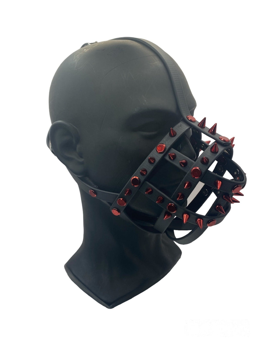 Red Spiked Classic Hardware Face Muzzle