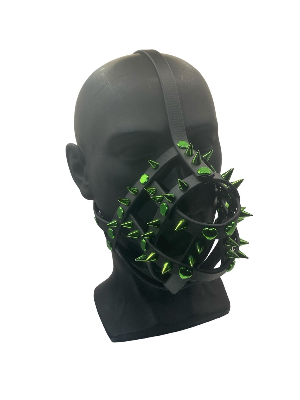 Green Spiked Classic Hardware Face Muzzle