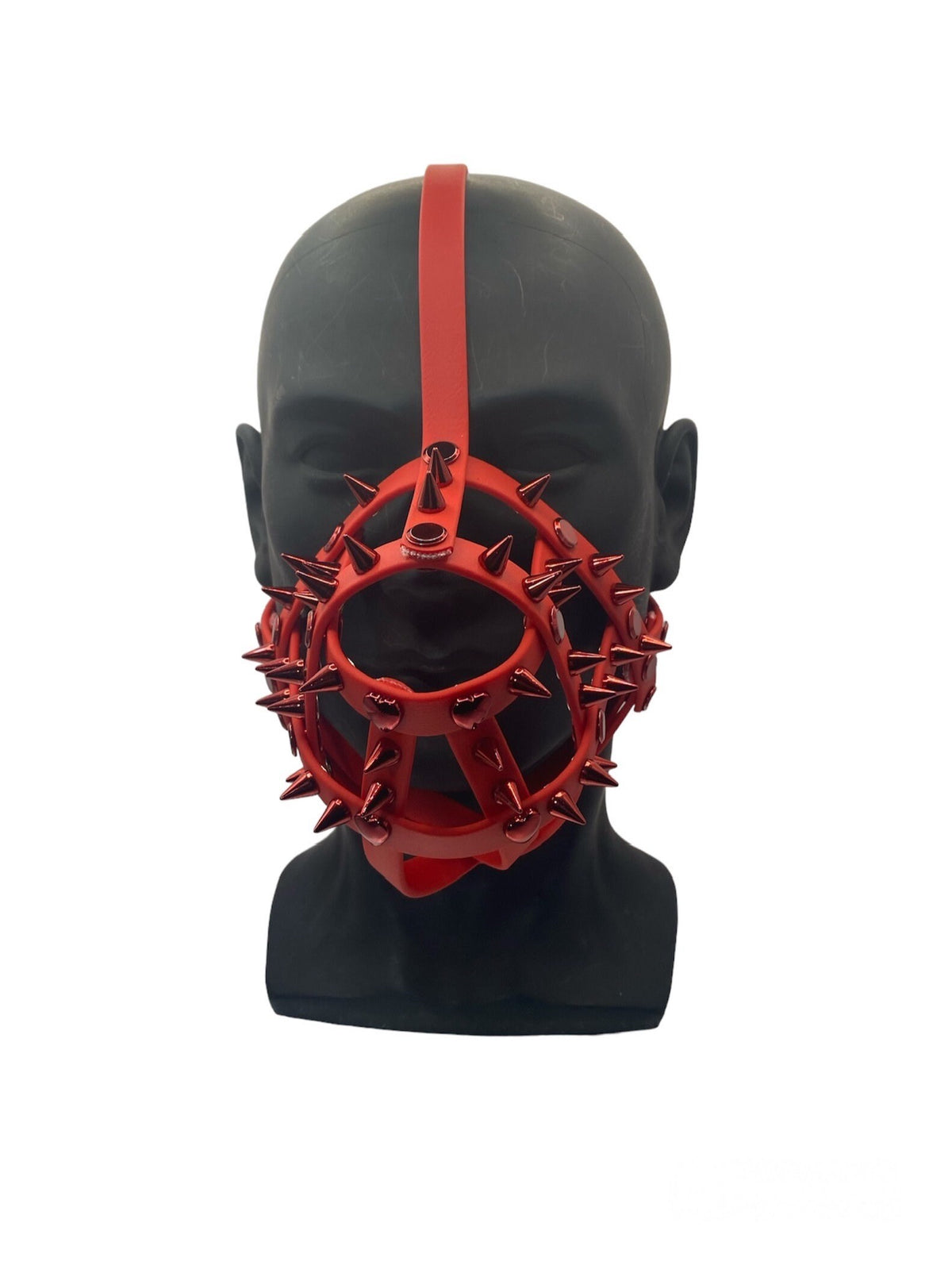 Red Spiked Classic Hardware Face Muzzle