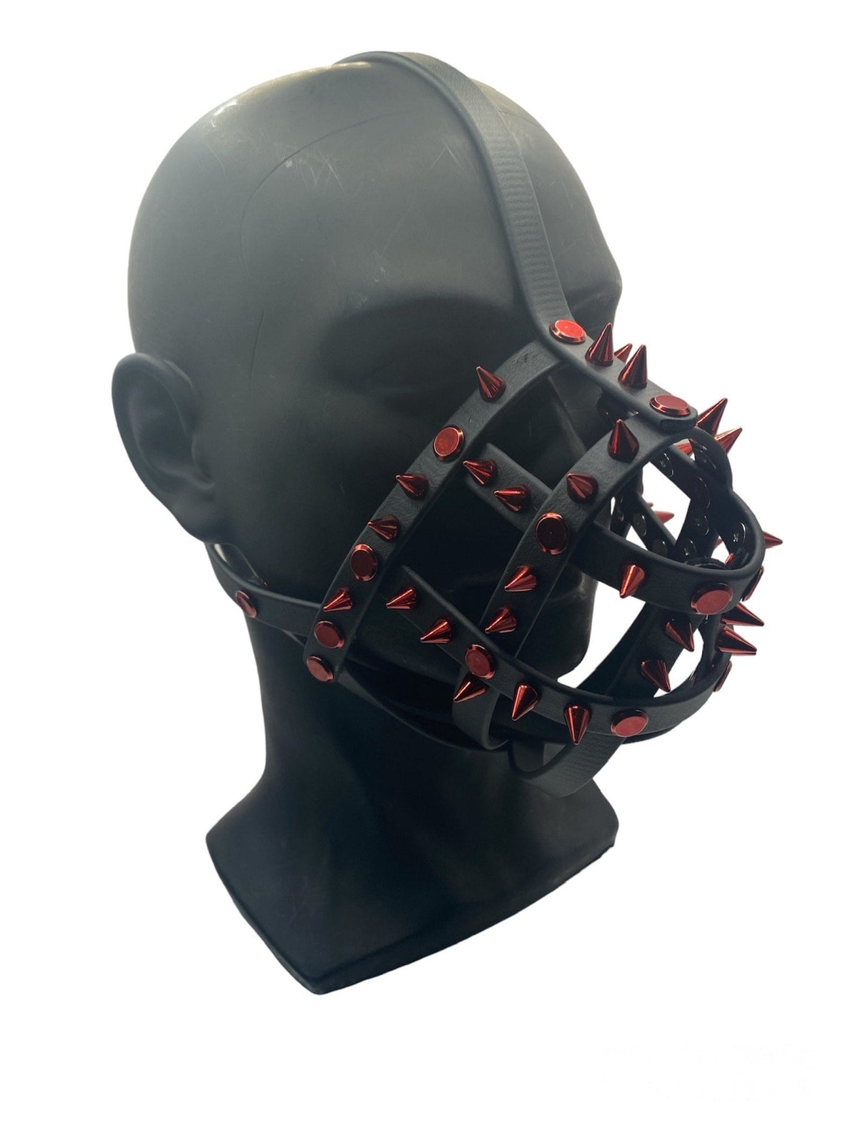 Red Spiked Classic Hardware Face Muzzle