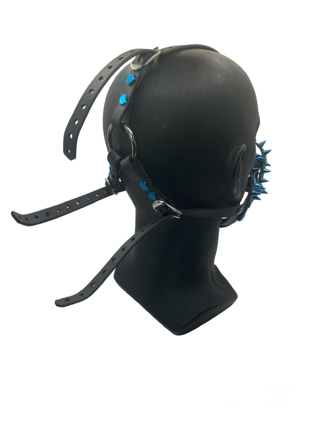 Blue Spiked Classic Hardware Petplay Face Muzzle