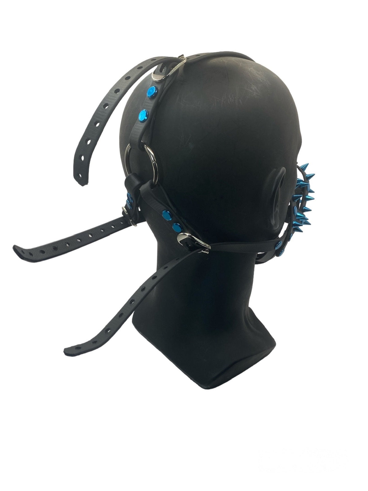 Blue Spiked Classic Hardware Petplay Face Muzzle