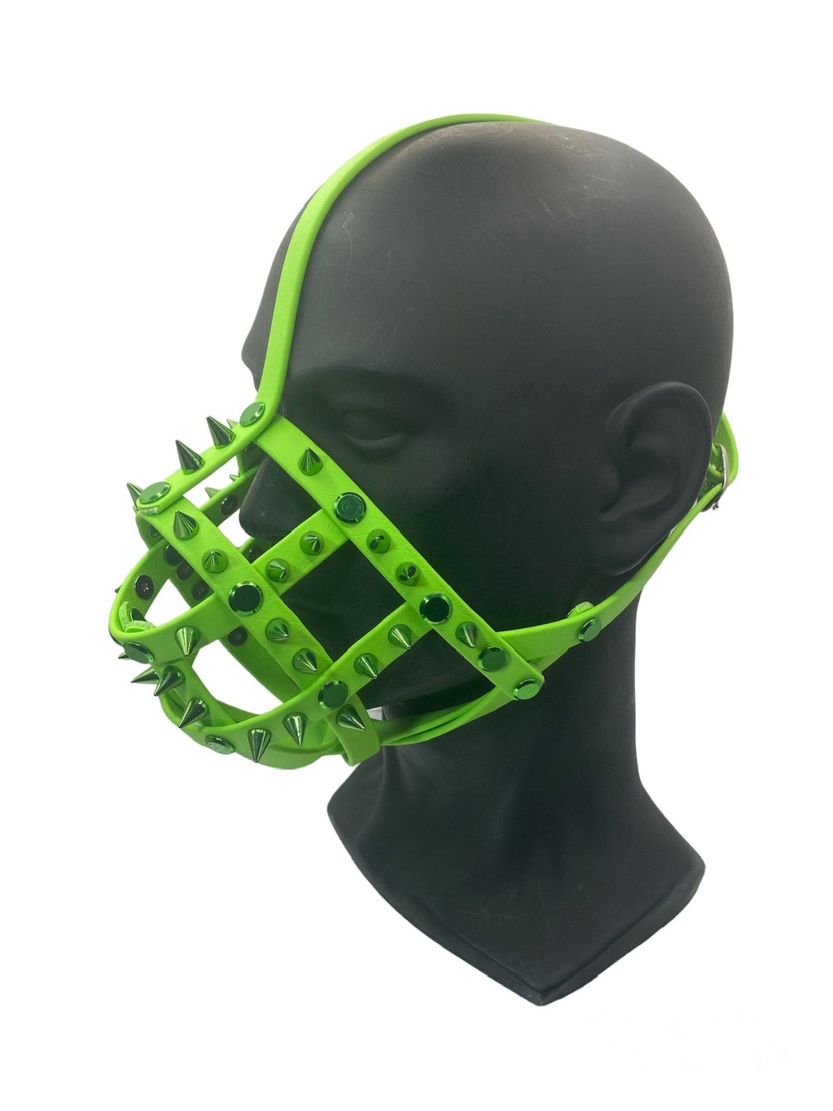 Green Spiked Classic Hardware Face Muzzle